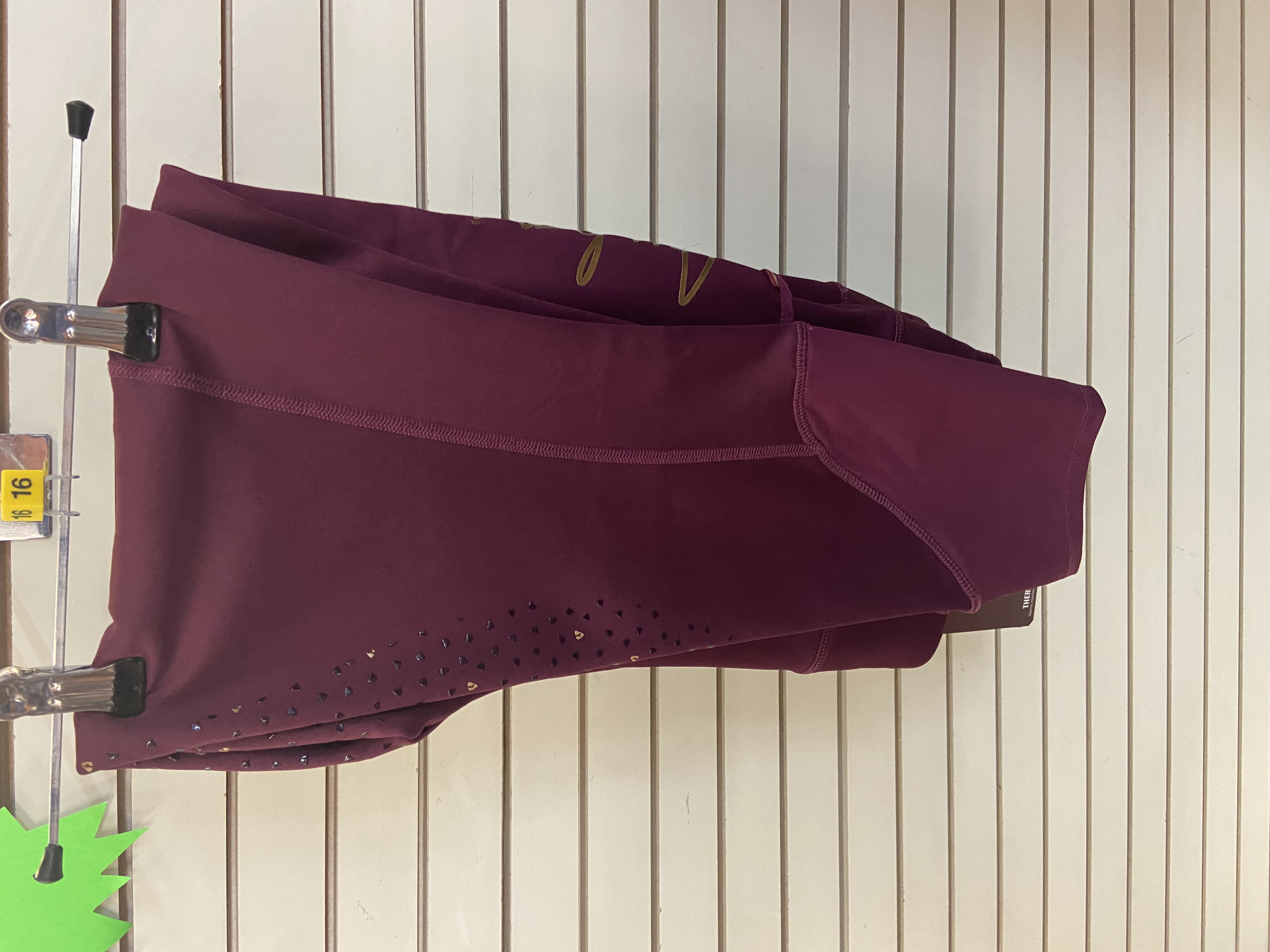 Shires Aubrion fleece lined riding tights in mulberry. Size 16. BNWT. RRP 59.99