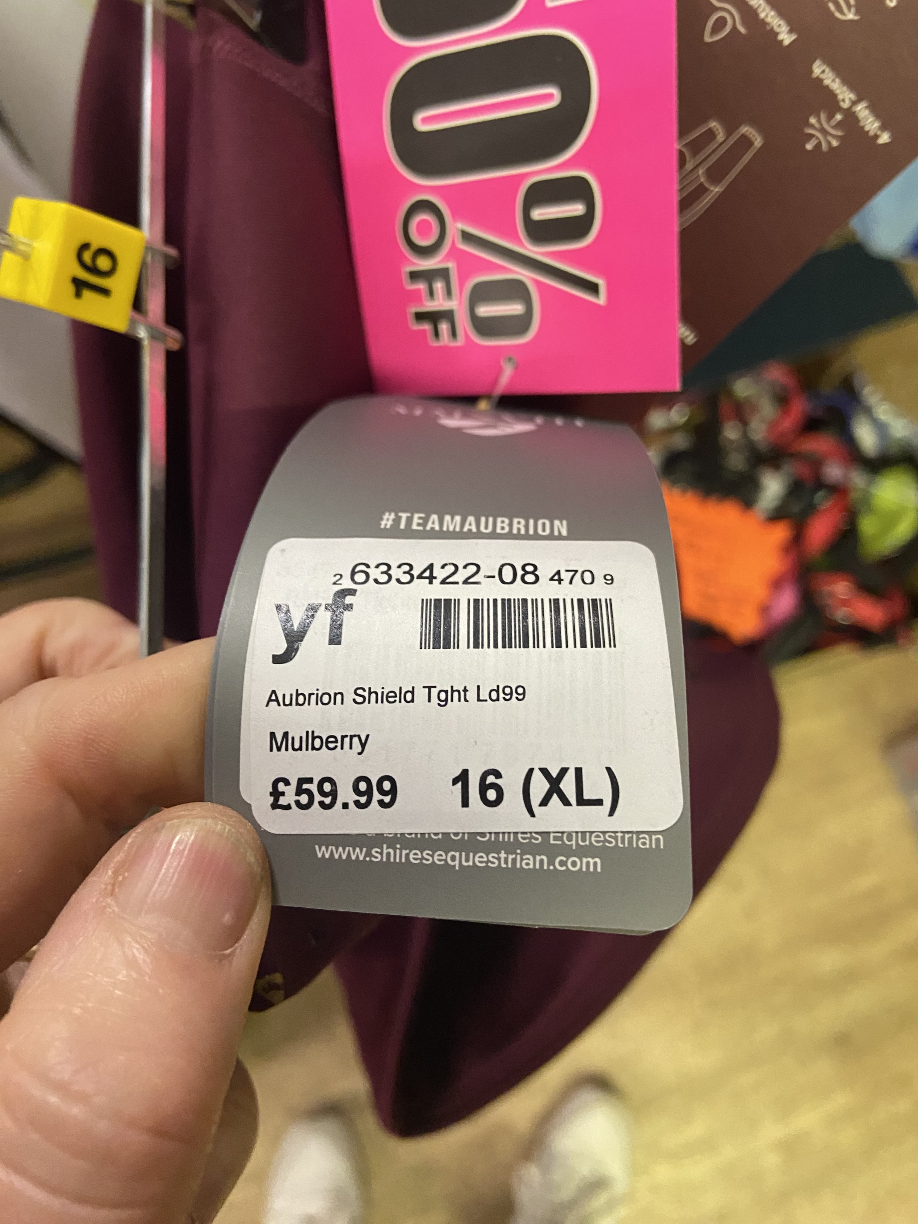 Shires Aubrion fleece lined riding tights in mulberry. Size 16. BNWT. RRP 59.99