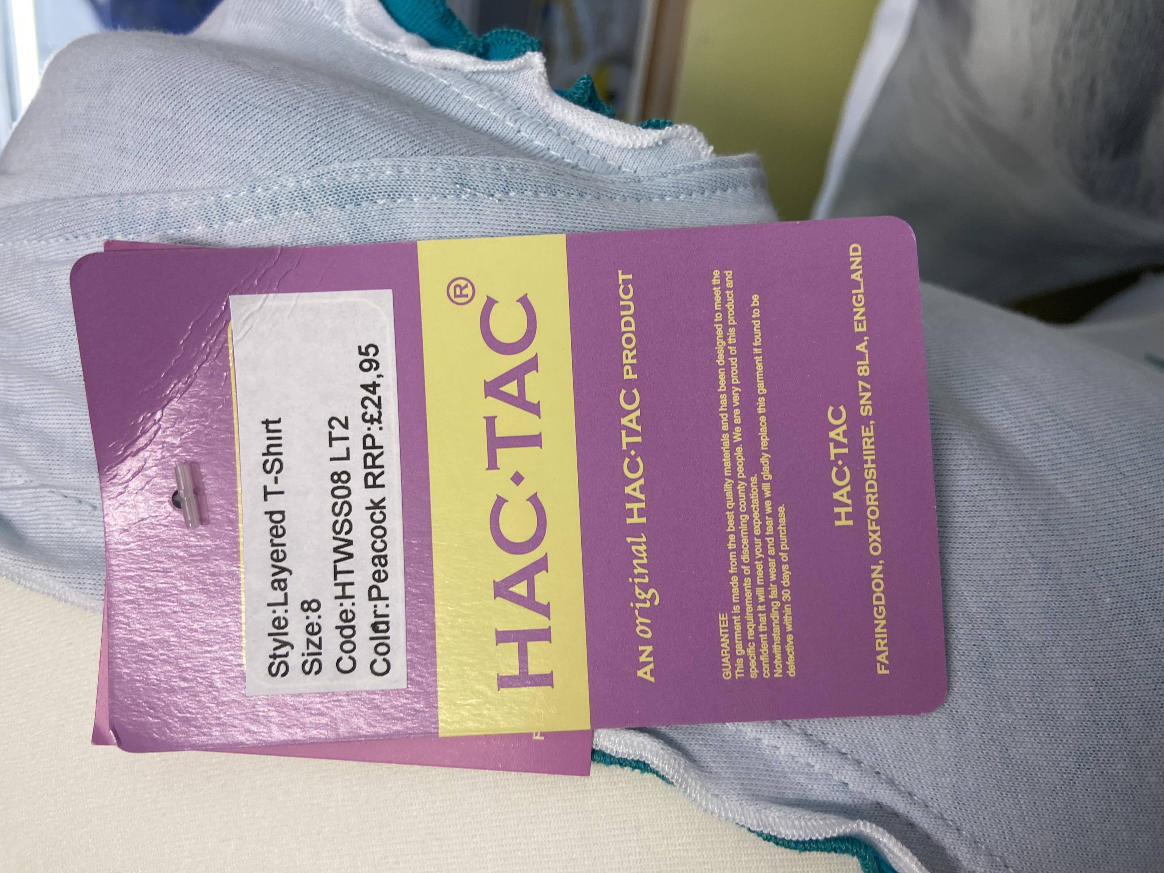 Hac-Tac ladies layered white and turquoise top. Size 8. BNWT. RRP £24