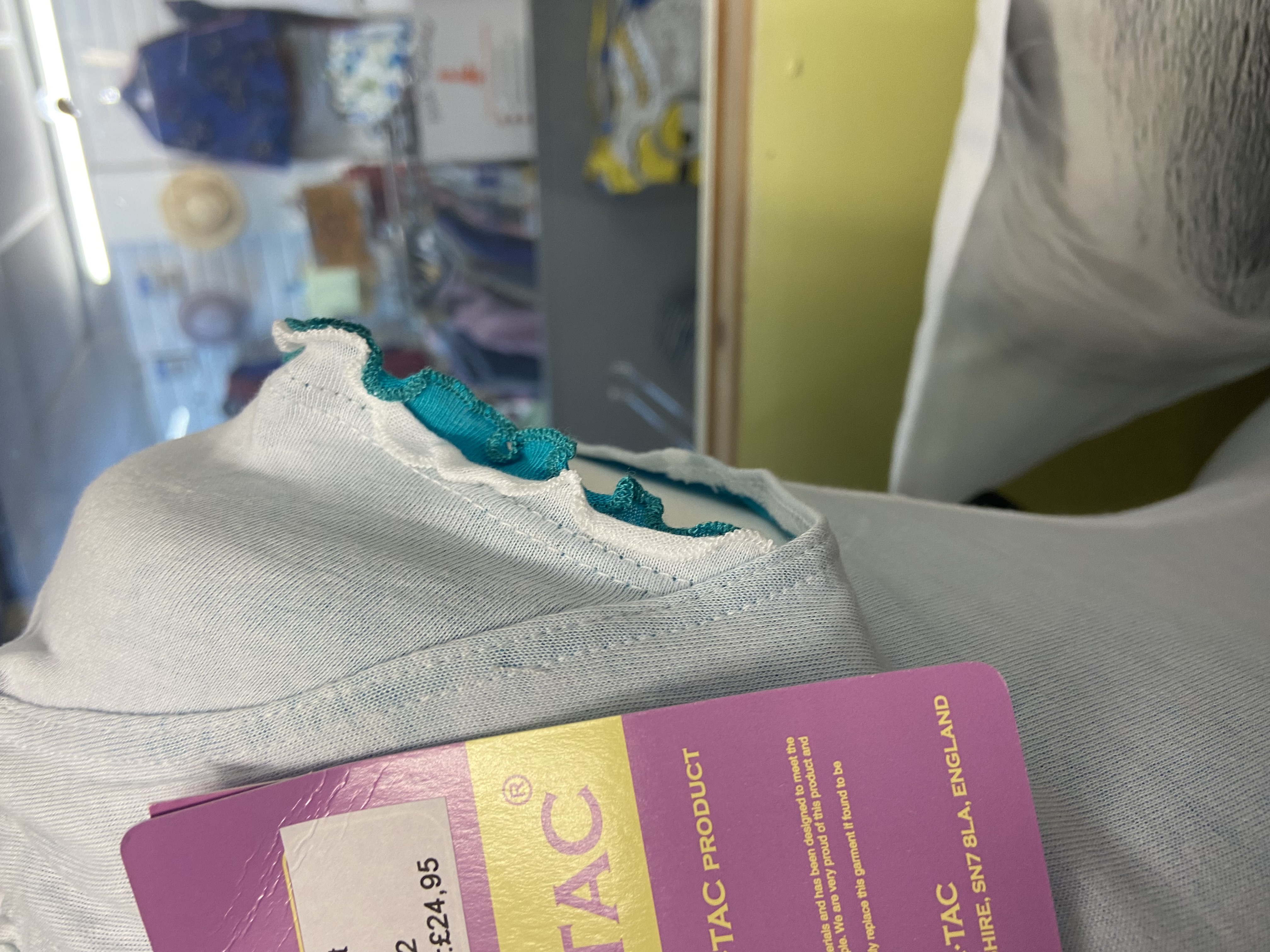 Hac-Tac ladies layered white and turquoise top. Size 8. BNWT. RRP £24