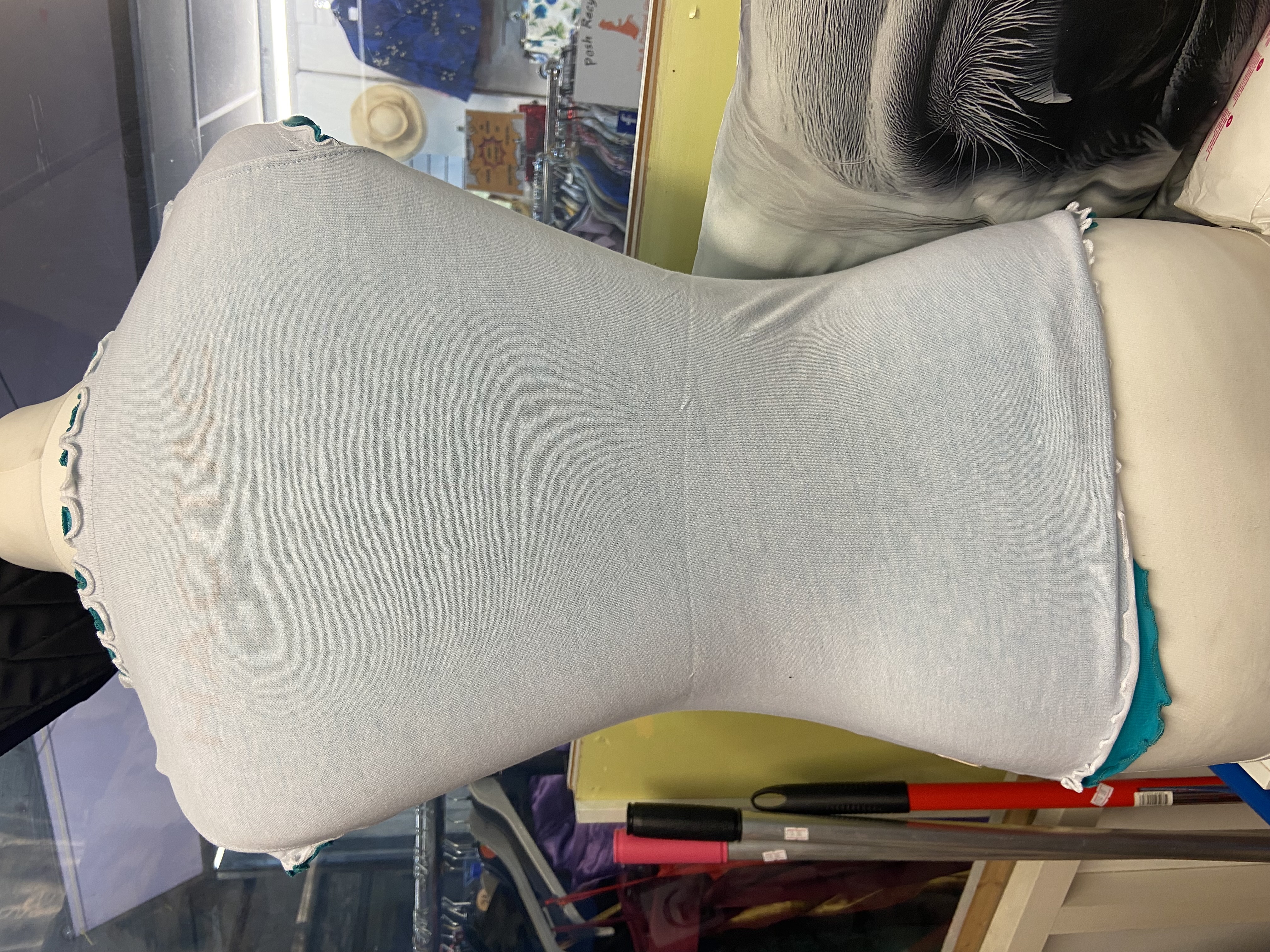 Hac-Tac ladies layered white and turquoise top. Size 8. BNWT. RRP £24