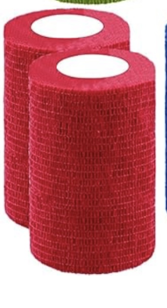 5 x red cohesive bandages. BNIB. 10cm x 4.5m.  Horses/Dogs/people. Etc.