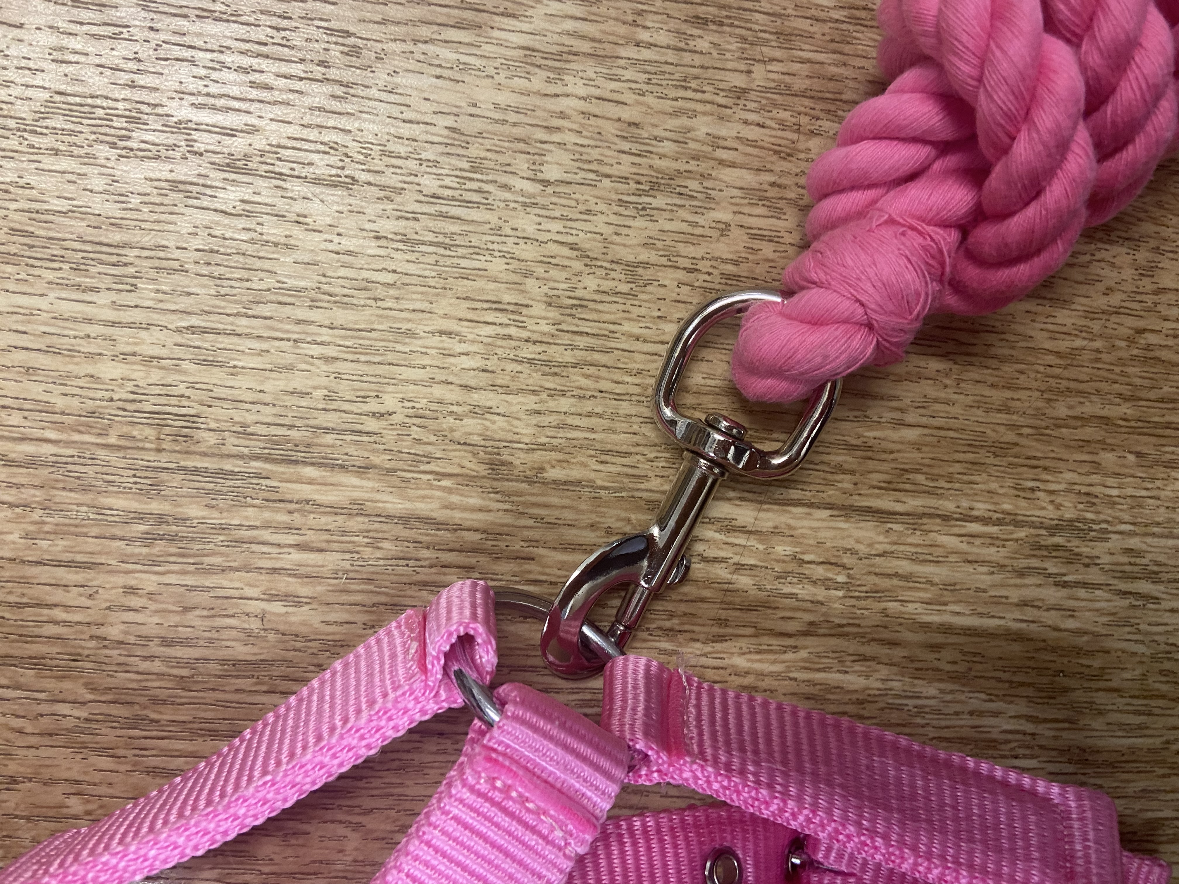 Rose Pink pony headcollar and leadrope. BN
