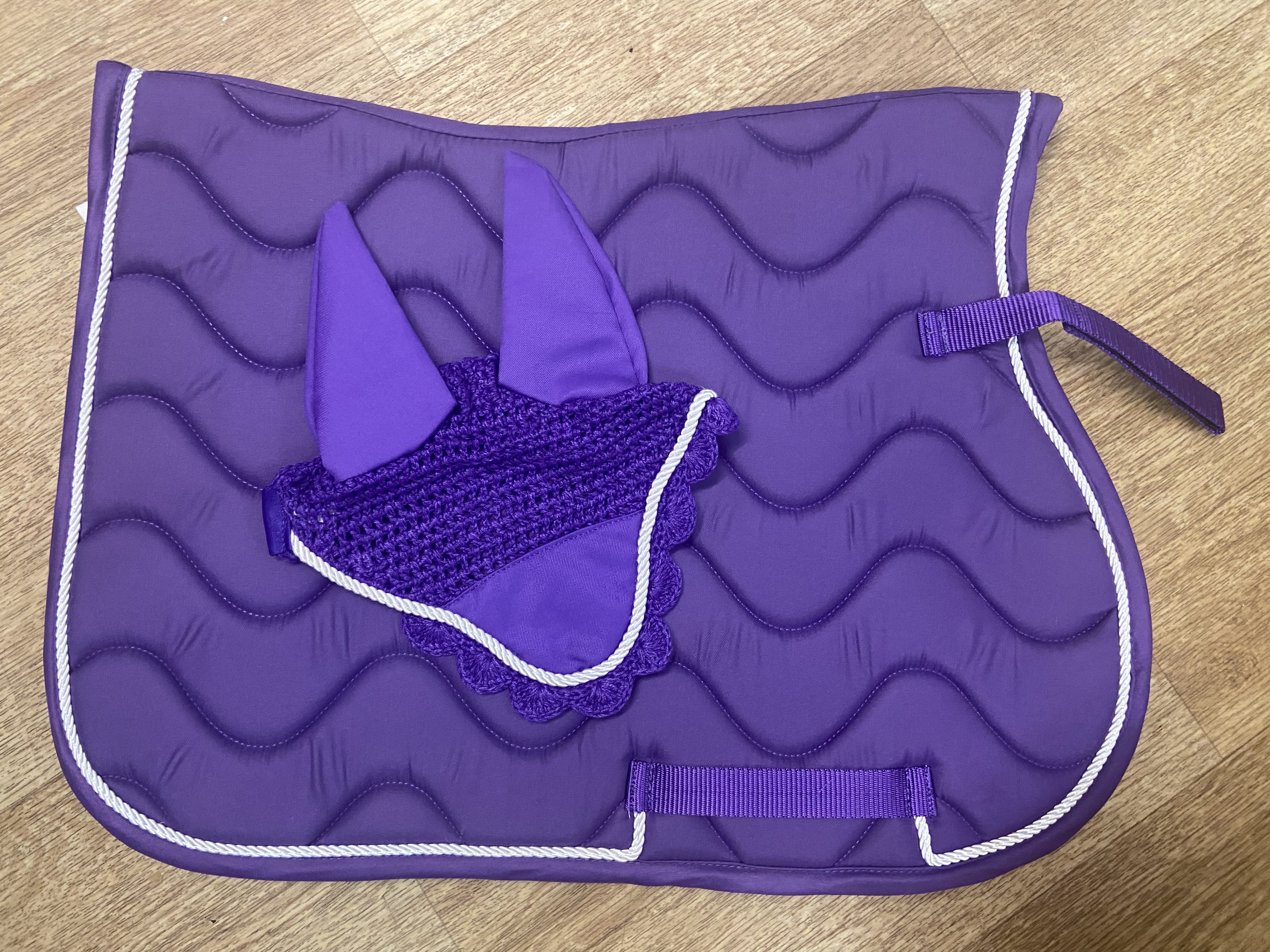 Sheldon saddlepad and ears set. Pony size. Pink or purple. BNIB