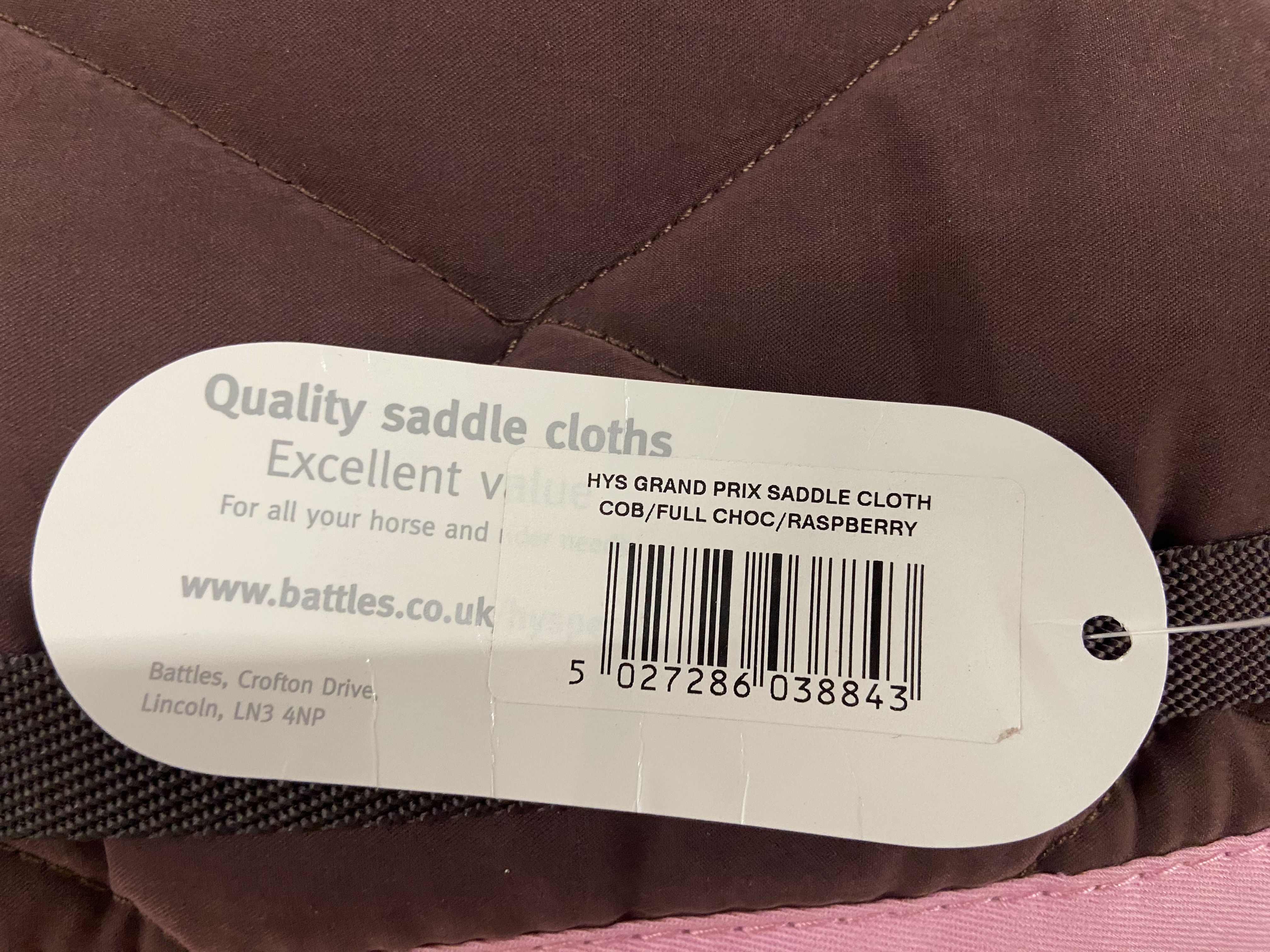 Hy Sport quilted saddlepad in brown. BNWT