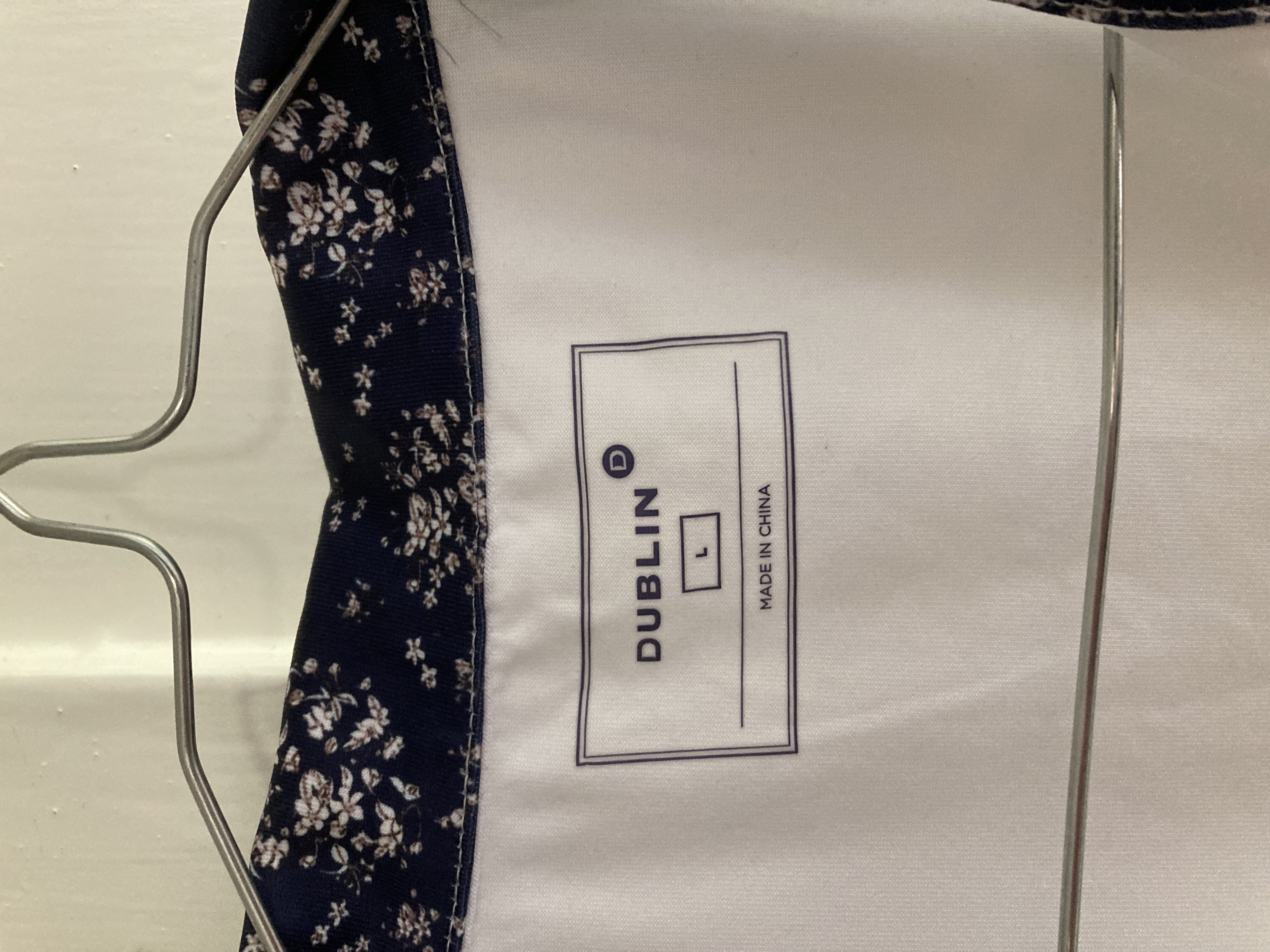 Dublin ladies large [14] white/navy shirt/show shirt.