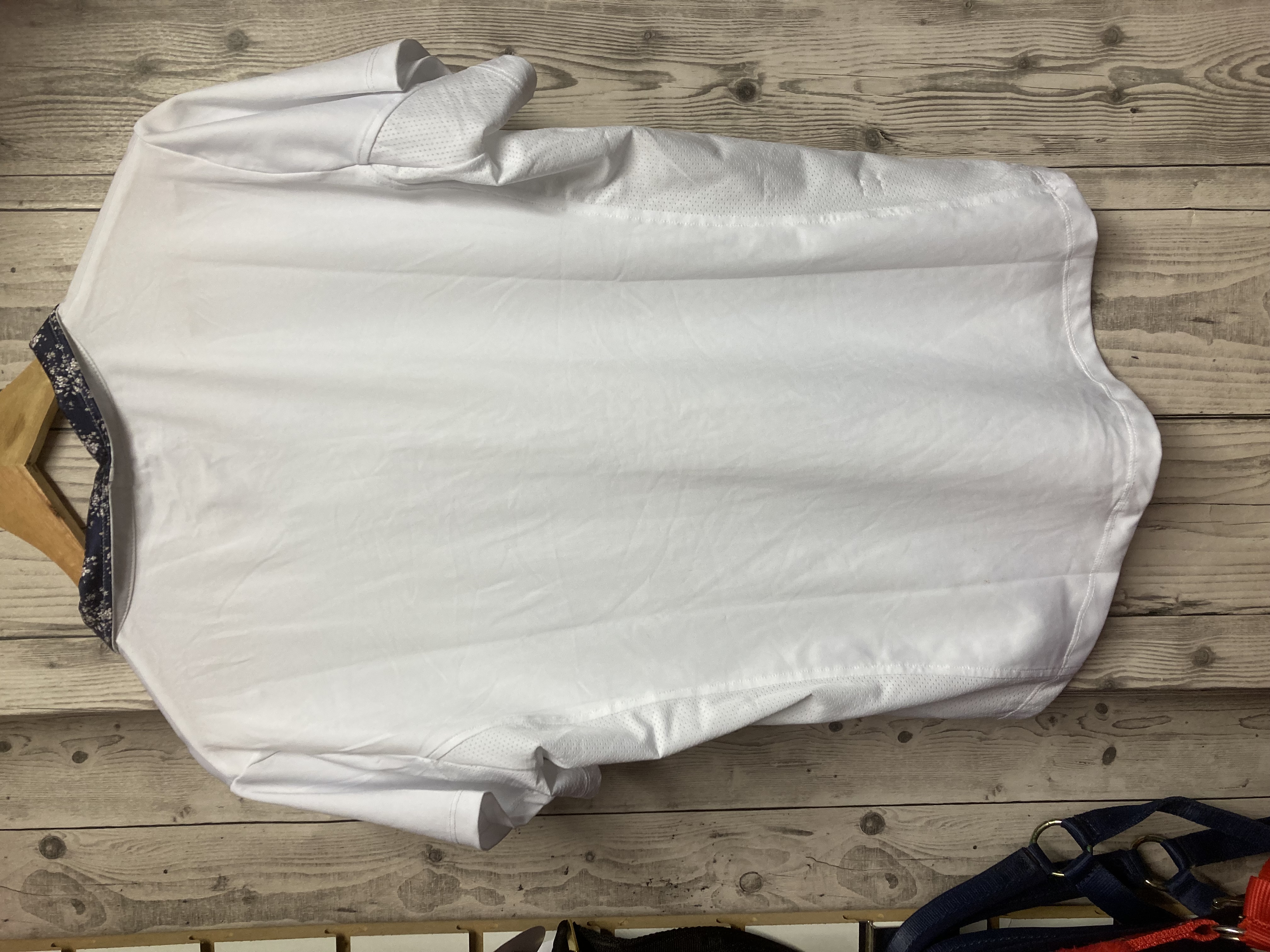 Dublin ladies large [14] white/navy shirt/show shirt.