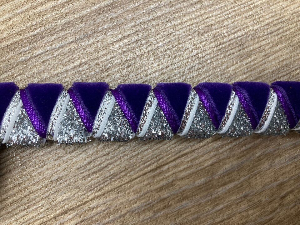 Purple velvet and silver sparkle browband. 14”