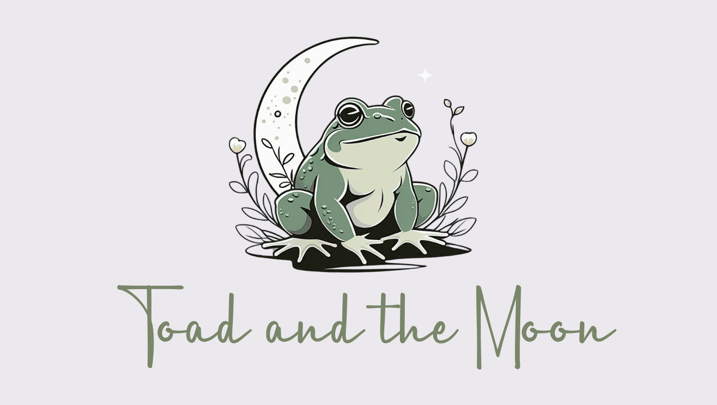 an image of a vinatge looking toad sat next to a boho moon