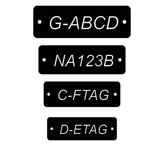 Aircraft identification (tail number) plate