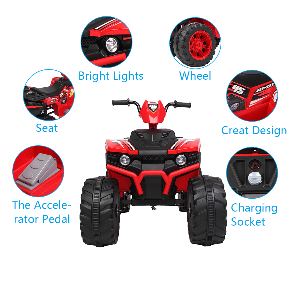 LEADZM LZ-9955 ALL Terrain Vehicle Dual Drive Battery 12V7AH*1 without Remote Control with Slow Start Black & Red