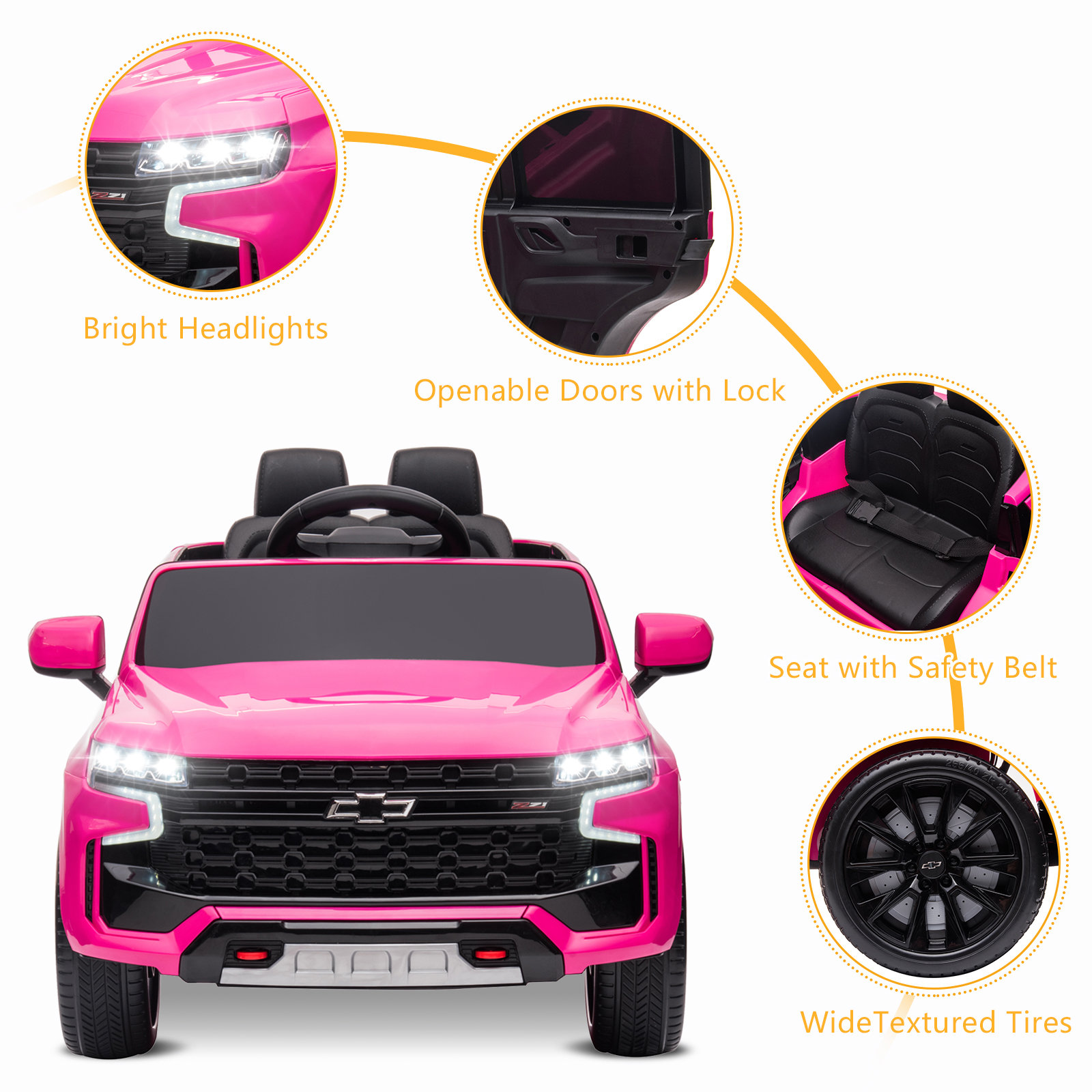 LEADZM Dual Drive 12.00V 7A.h with 2.4G Remote Control HL588 Chevrolet Tahoe SUV Pink