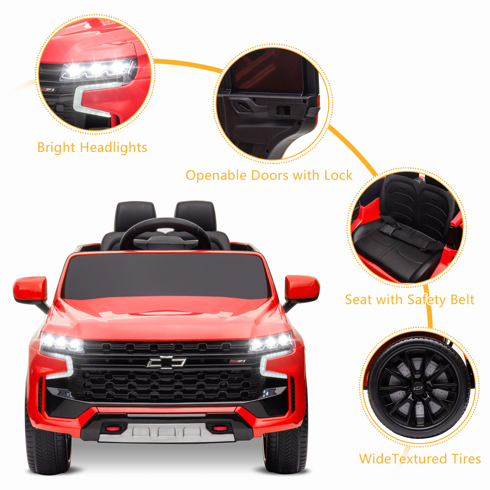LEADZM Dual Drive 12.00V 7A.h with 2.4G Remote Control HL588 Chevrolet Tahoe SUV Red