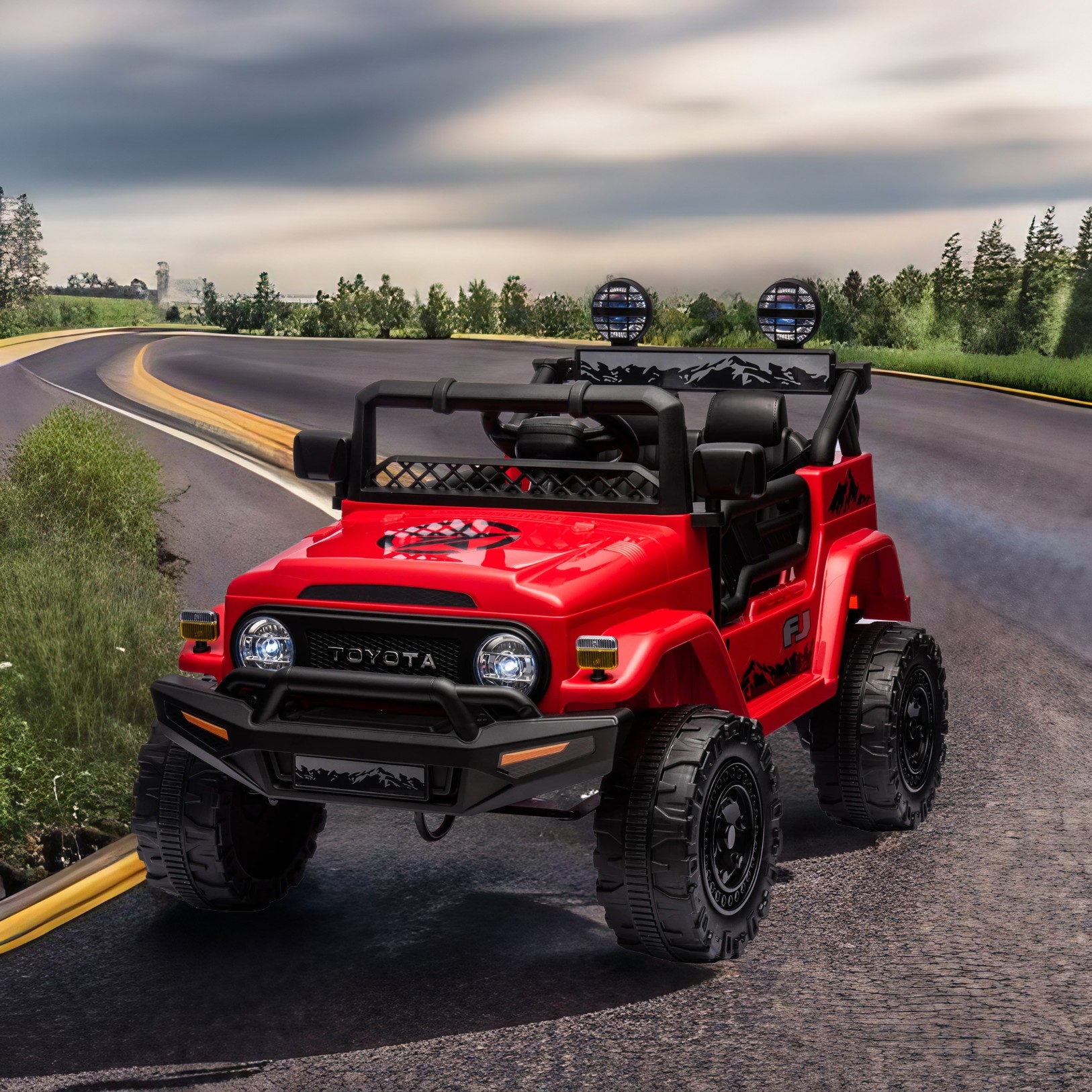 Licensed TOYOTA FJ Cruiser,12V Kids ride on car 2.4G W/Parents Remote Control,electric car for kids,