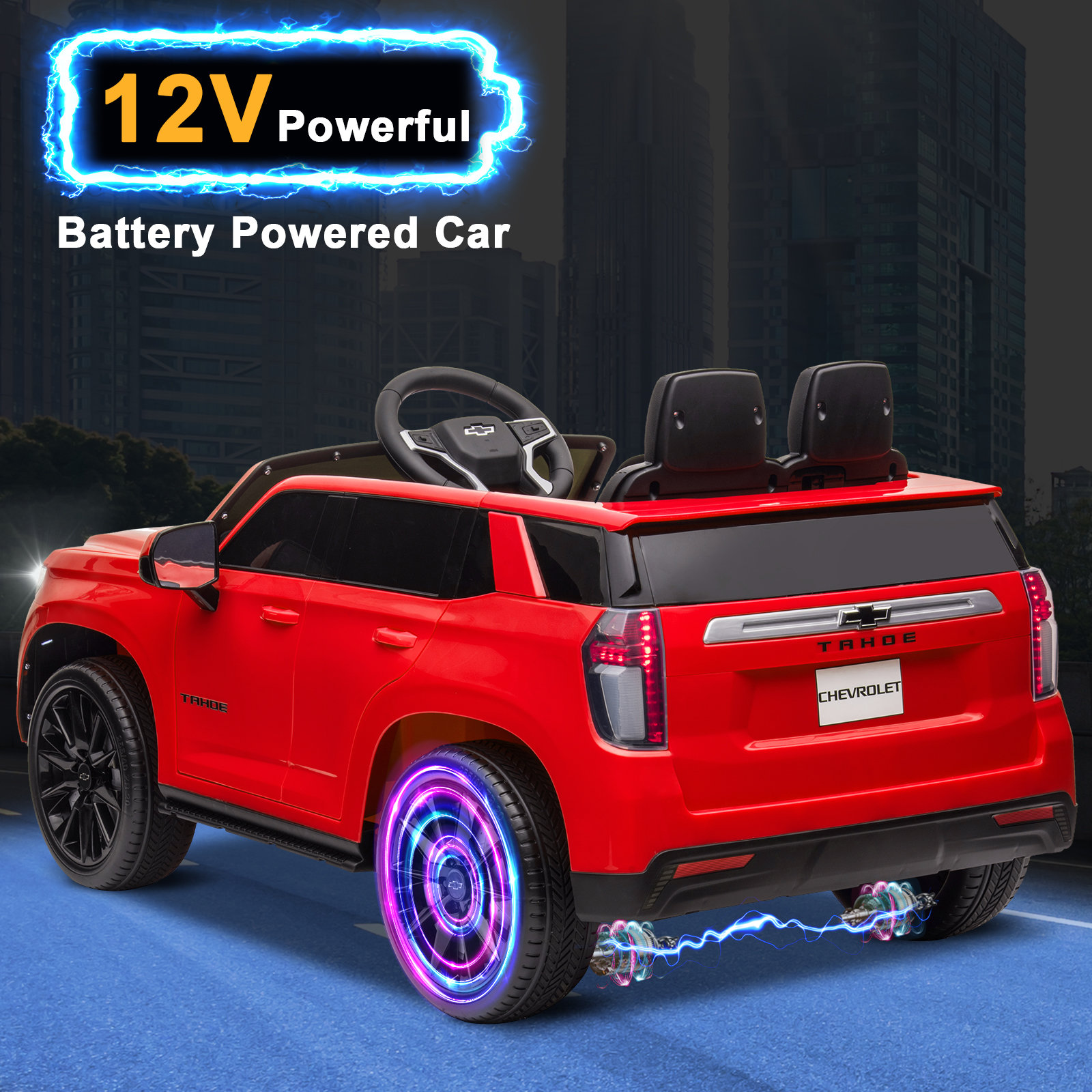 LEADZM Dual Drive 12.00V 7A.h with 2.4G Remote Control HL588 Chevrolet Tahoe SUV Red