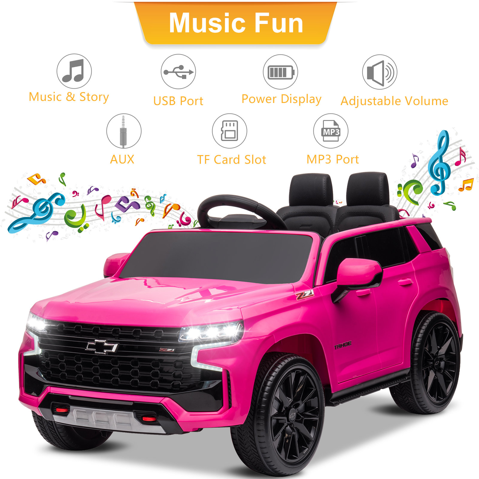 LEADZM Dual Drive 12.00V 7A.h with 2.4G Remote Control HL588 Chevrolet Tahoe SUV Pink