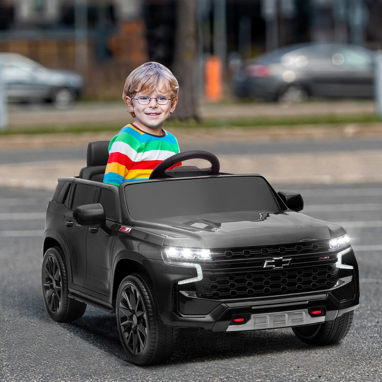 LEADZM Dual Drive 12.00V 7A.h with 2.4G Remote Control HL588 Chevrolet Tahoe SUV Black