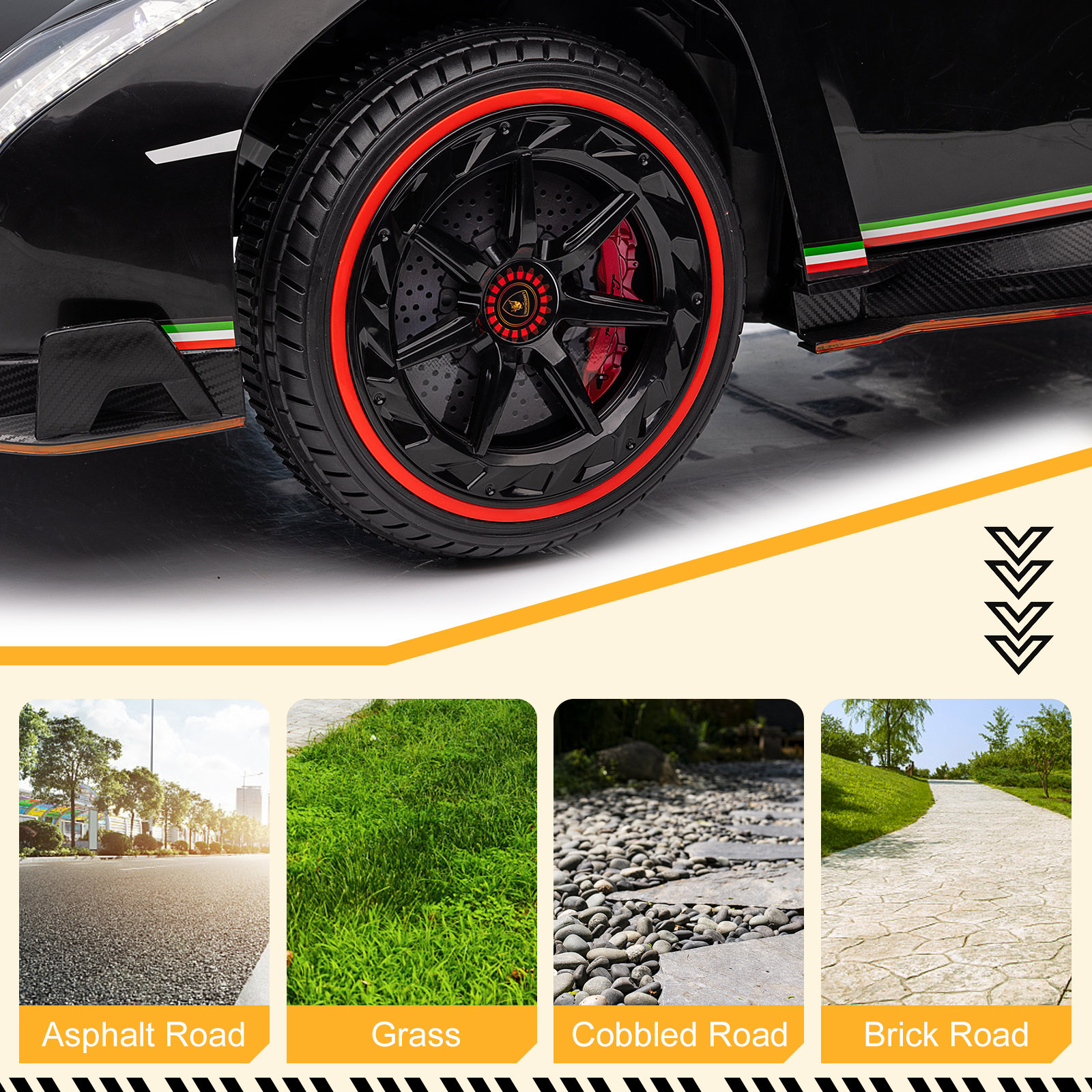 LEADZM Lamborghini Poison Small Dual Drive 12V 4.5AH with 2.4G Remote Control Sports Car Electric Ca