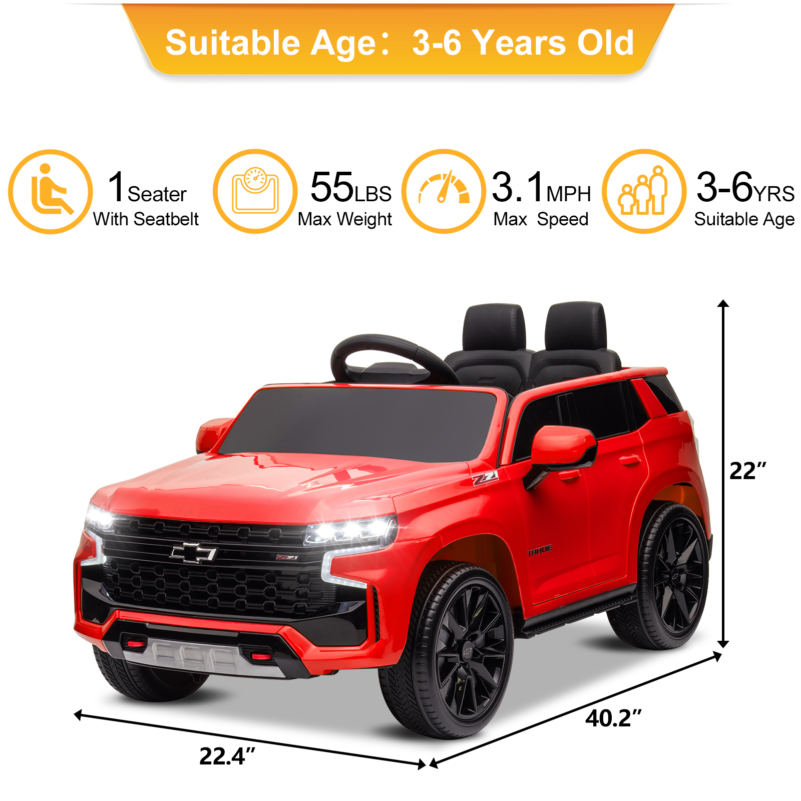 LEADZM Dual Drive 12.00V 7A.h with 2.4G Remote Control HL588 Chevrolet Tahoe SUV Red