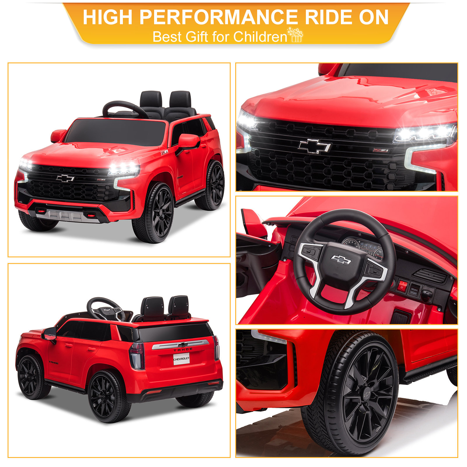 LEADZM Dual Drive 12.00V 7A.h with 2.4G Remote Control HL588 Chevrolet Tahoe SUV Red