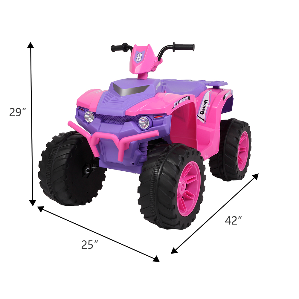 LEADZM LZ-9955 ALL Terrain Vehicle Dual Drive Battery 12V7AH*1 without Remote Control with Slow Start Pink & purple