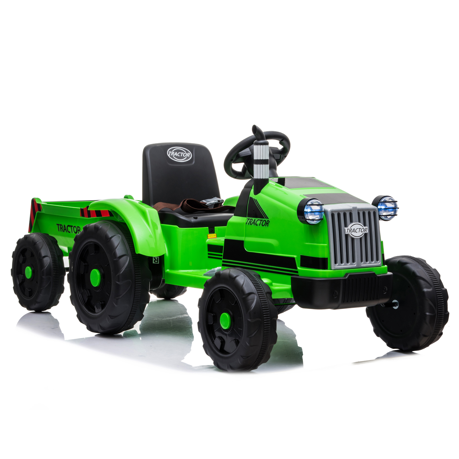 Toy Tractor with Trailer,3-Gear-Shift Ground Loader Ride On with LED Lights