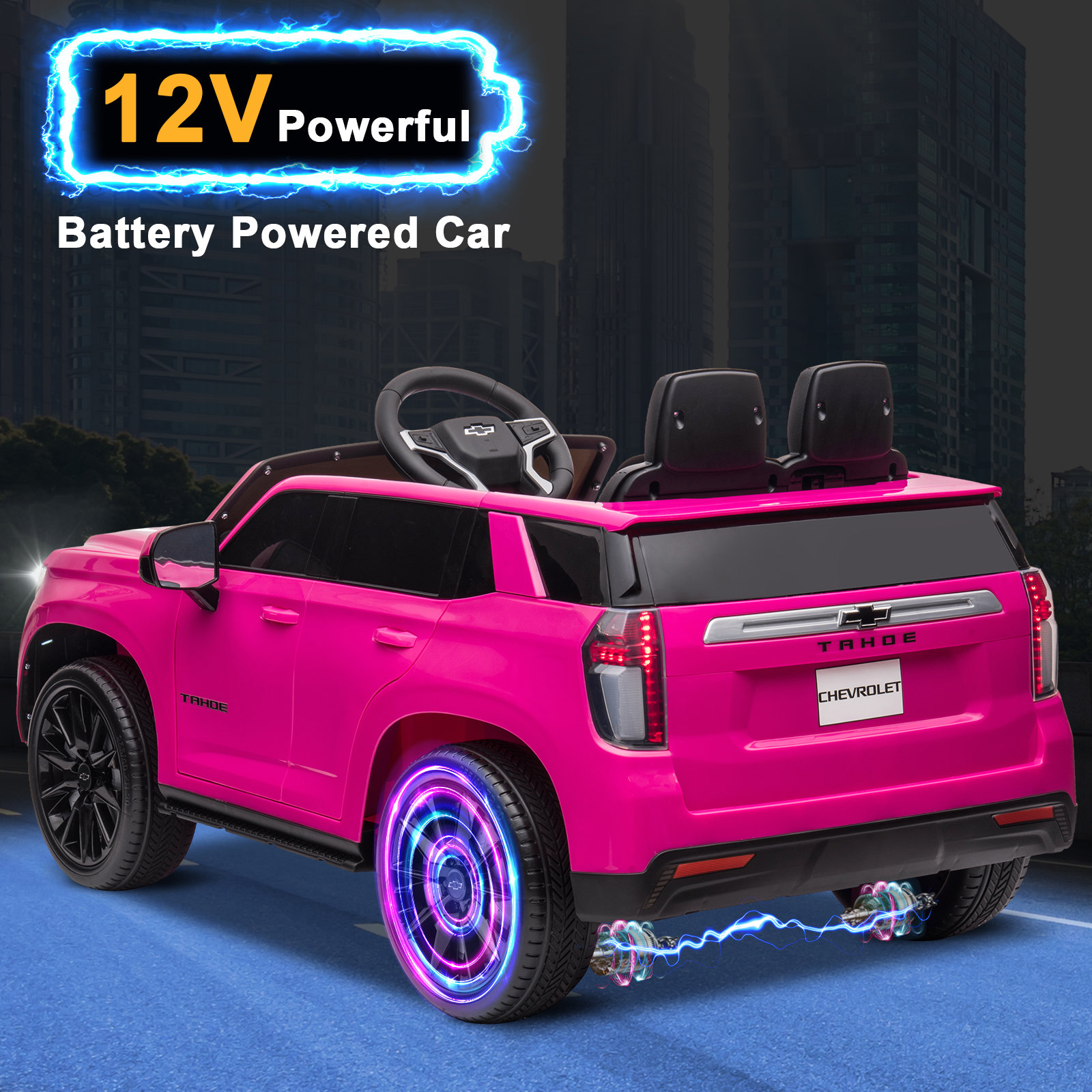 LEADZM Dual Drive 12.00V 7A.h with 2.4G Remote Control HL588 Chevrolet Tahoe SUV Pink