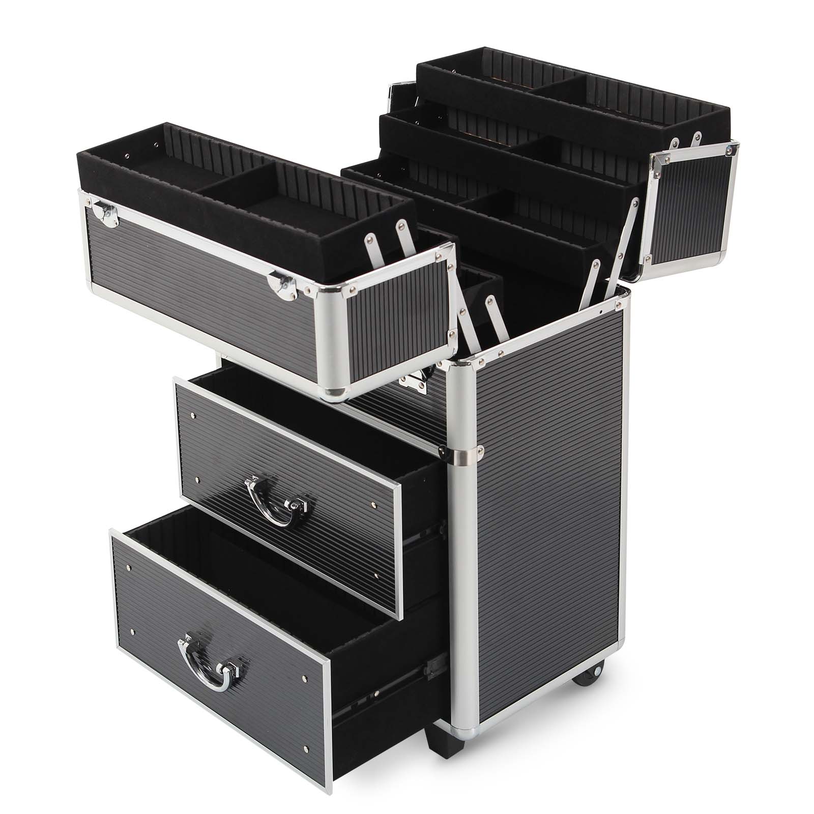 Rolling Makeup Case with Drawers, Makeup Trolley Case With Wheels Makeup Travel Case Organizer