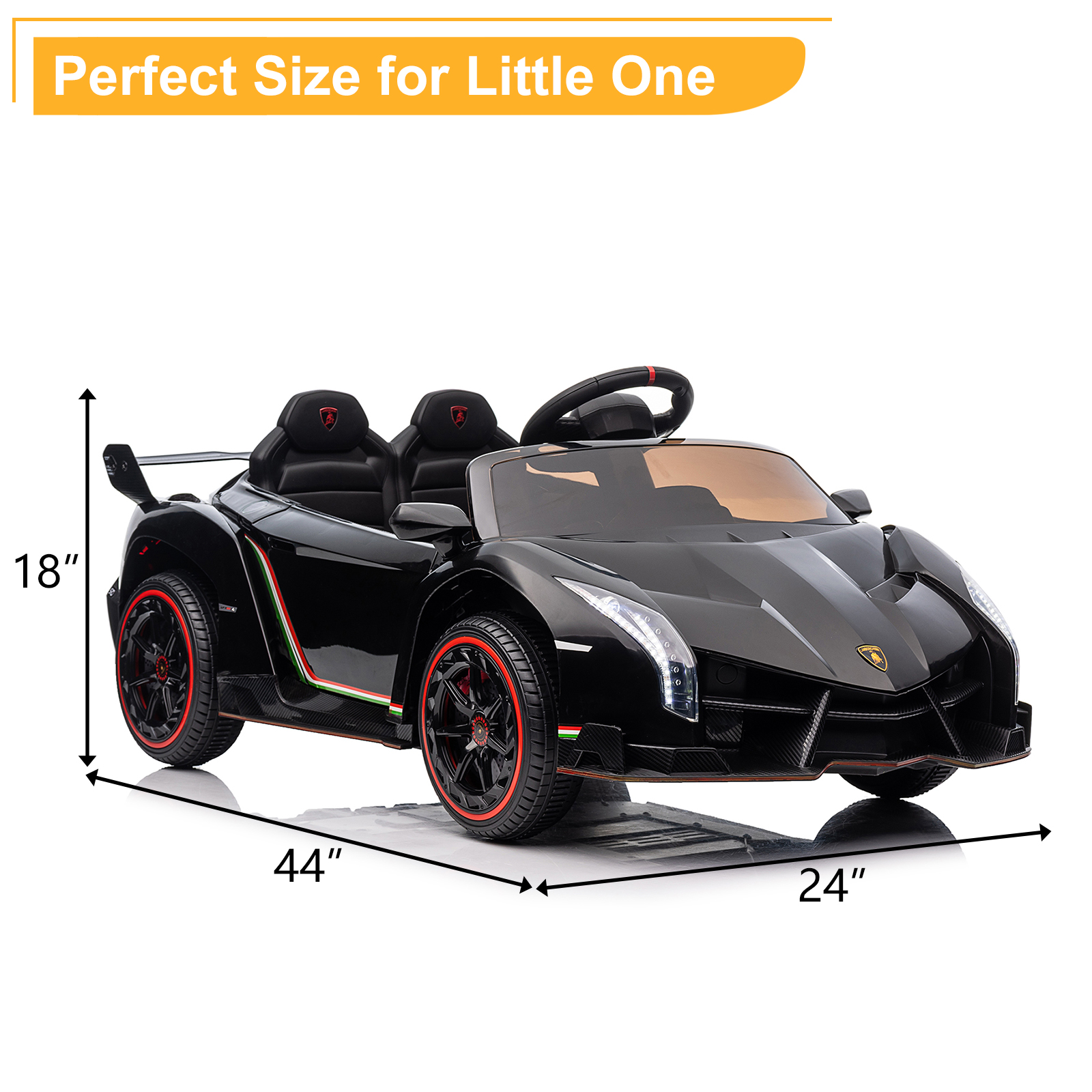 LEADZM Lamborghini Poison Small Dual Drive 12V 4.5AH with 2.4G Remote Control Sports Car Electric Ca