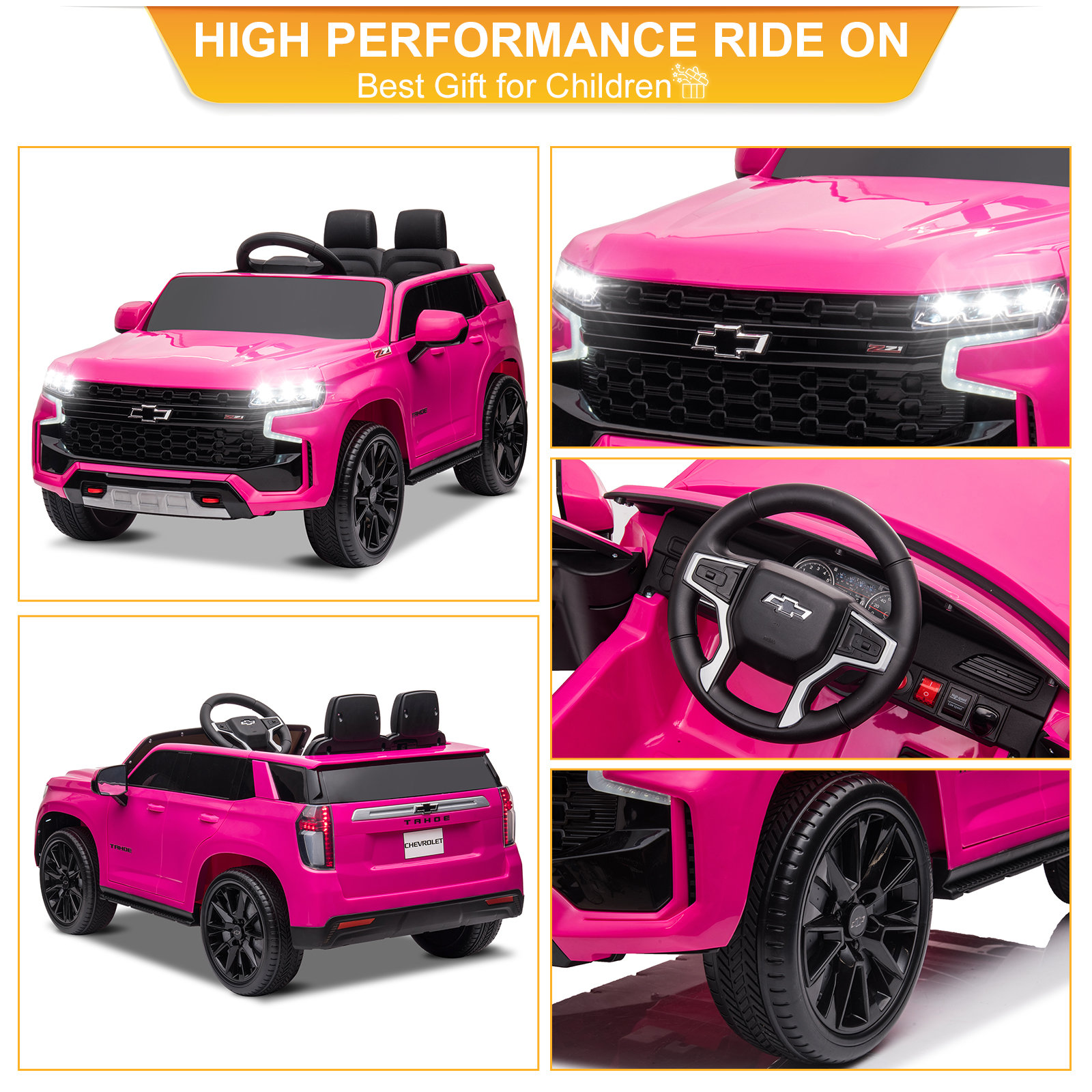 LEADZM Dual Drive 12.00V 7A.h with 2.4G Remote Control HL588 Chevrolet Tahoe SUV Pink