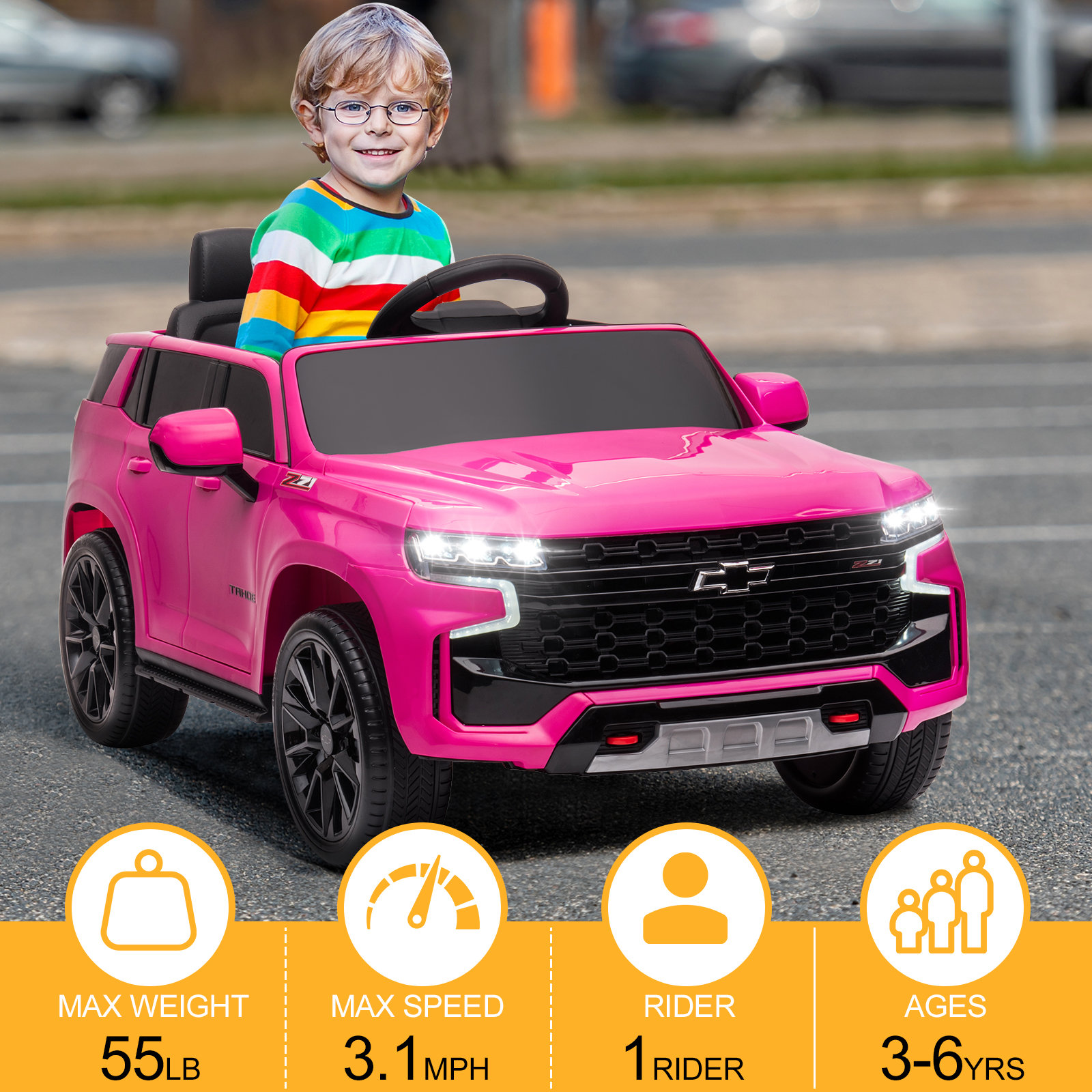 LEADZM Dual Drive 12.00V 7A.h with 2.4G Remote Control HL588 Chevrolet Tahoe SUV Pink