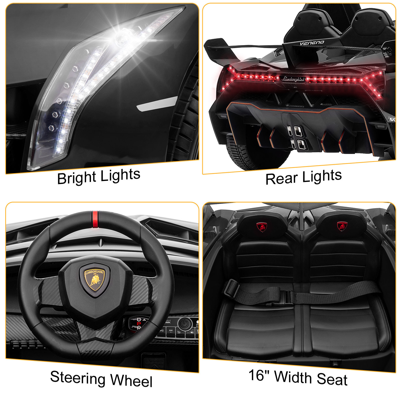 LEADZM Lamborghini Poison Small Dual Drive 12V 4.5AH with 2.4G Remote Control Sports Car Electric Ca