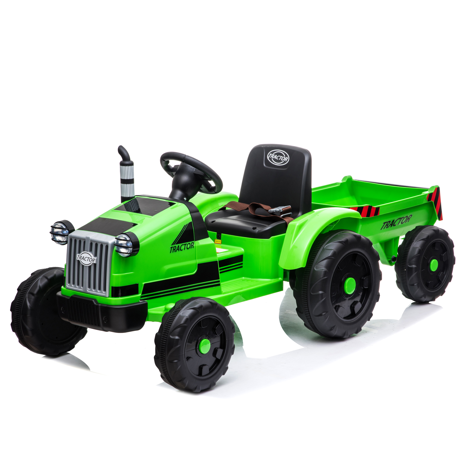 Toy Tractor with Trailer,3-Gear-Shift Ground Loader Ride On with LED Lights