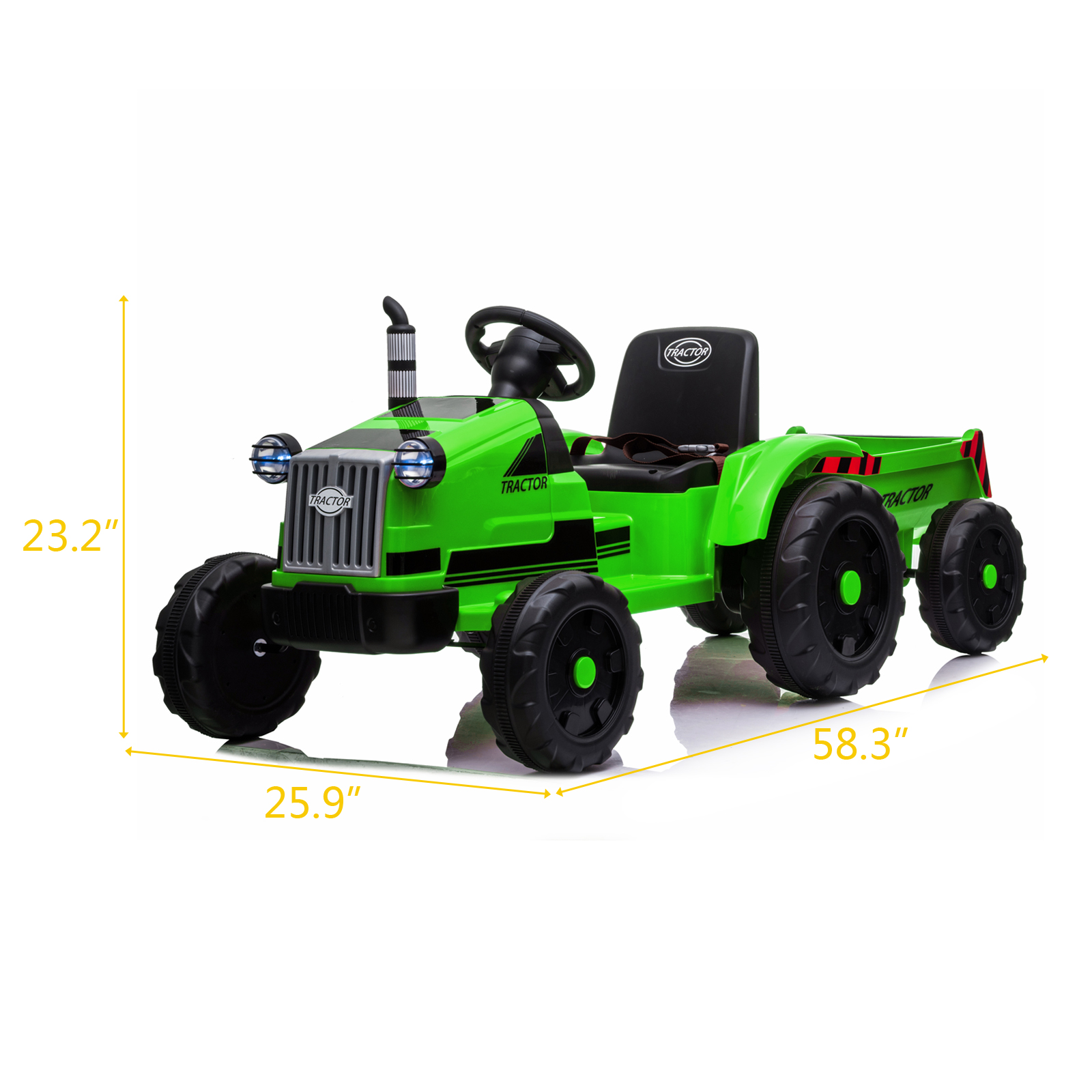 Toy Tractor with Trailer,3-Gear-Shift Ground Loader Ride On with LED Lights