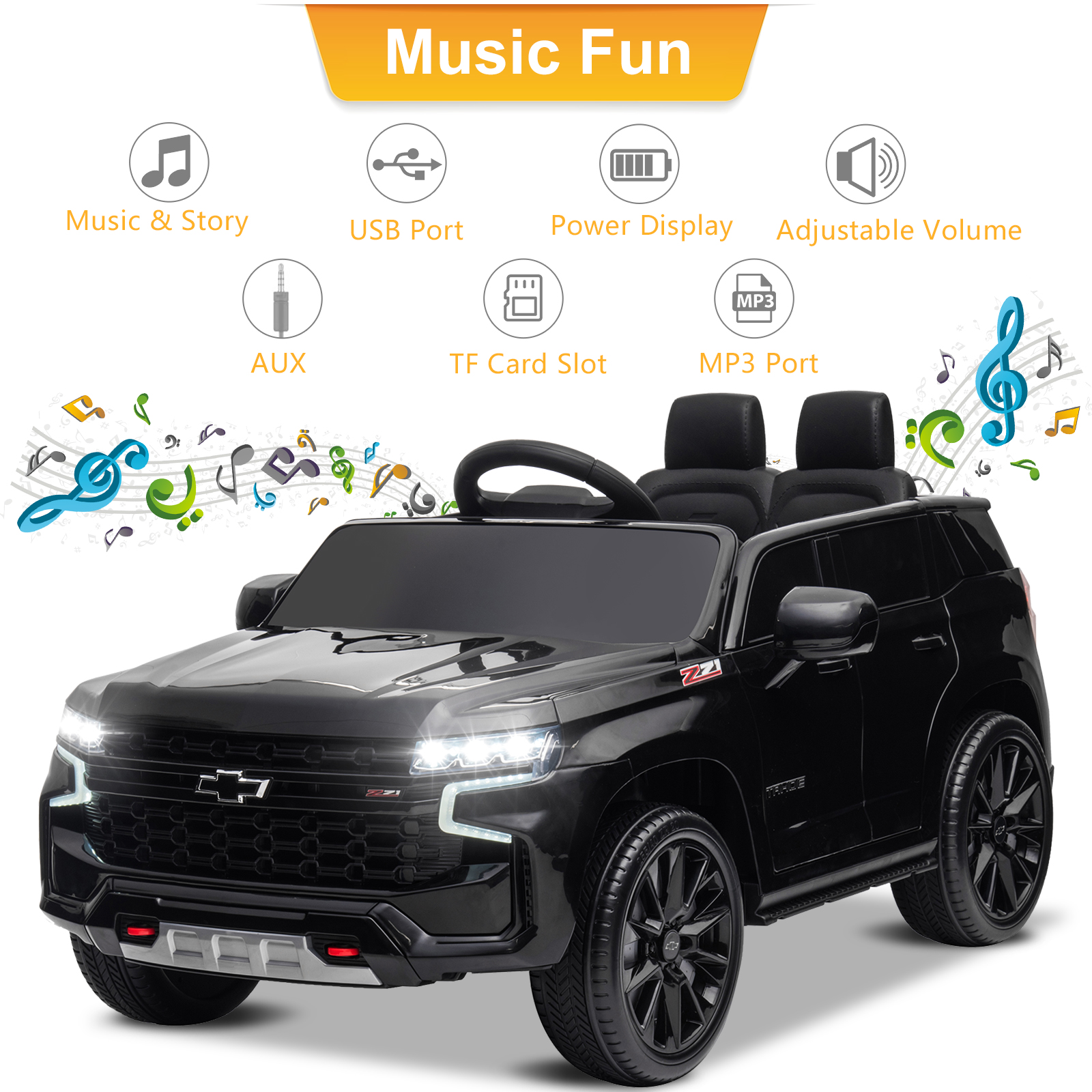 LEADZM Dual Drive 12.00V 7A.h with 2.4G Remote Control HL588 Chevrolet Tahoe SUV Black