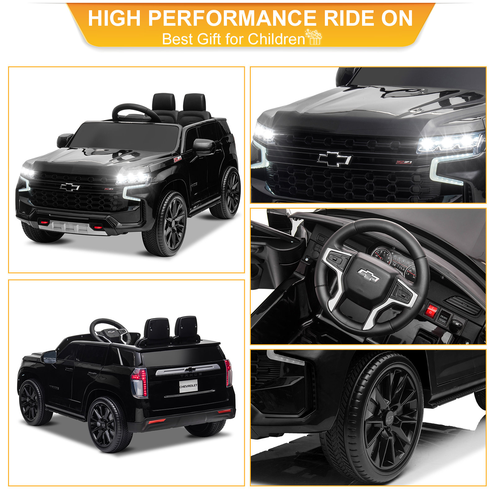 LEADZM Dual Drive 12.00V 7A.h with 2.4G Remote Control HL588 Chevrolet Tahoe SUV Black