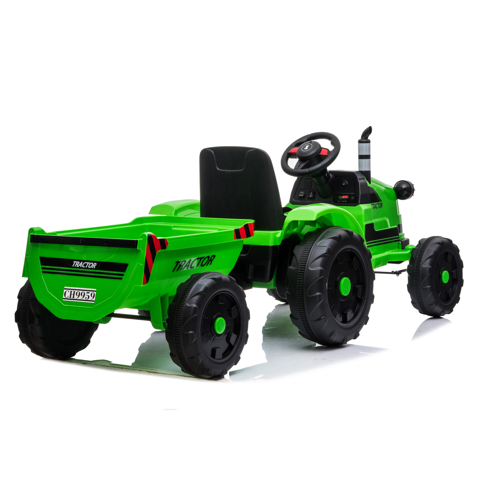 Toy Tractor with Trailer,3-Gear-Shift Ground Loader Ride On with LED Lights