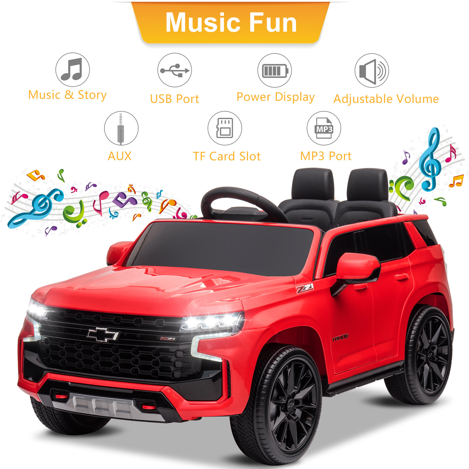 LEADZM Dual Drive 12.00V 7A.h with 2.4G Remote Control HL588 Chevrolet Tahoe SUV Red