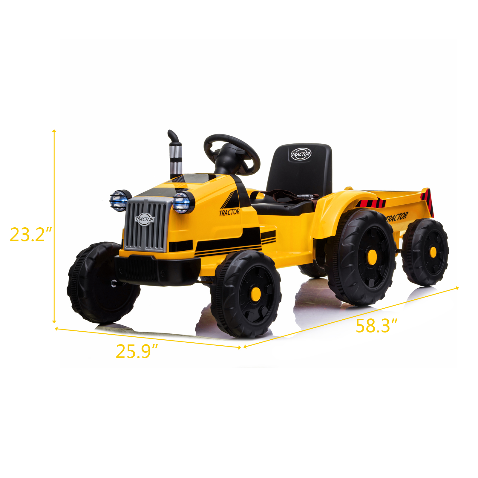 Toy Tractor with Trailer,3-Gear-Shift Ground Loader Ride On with LED Lights