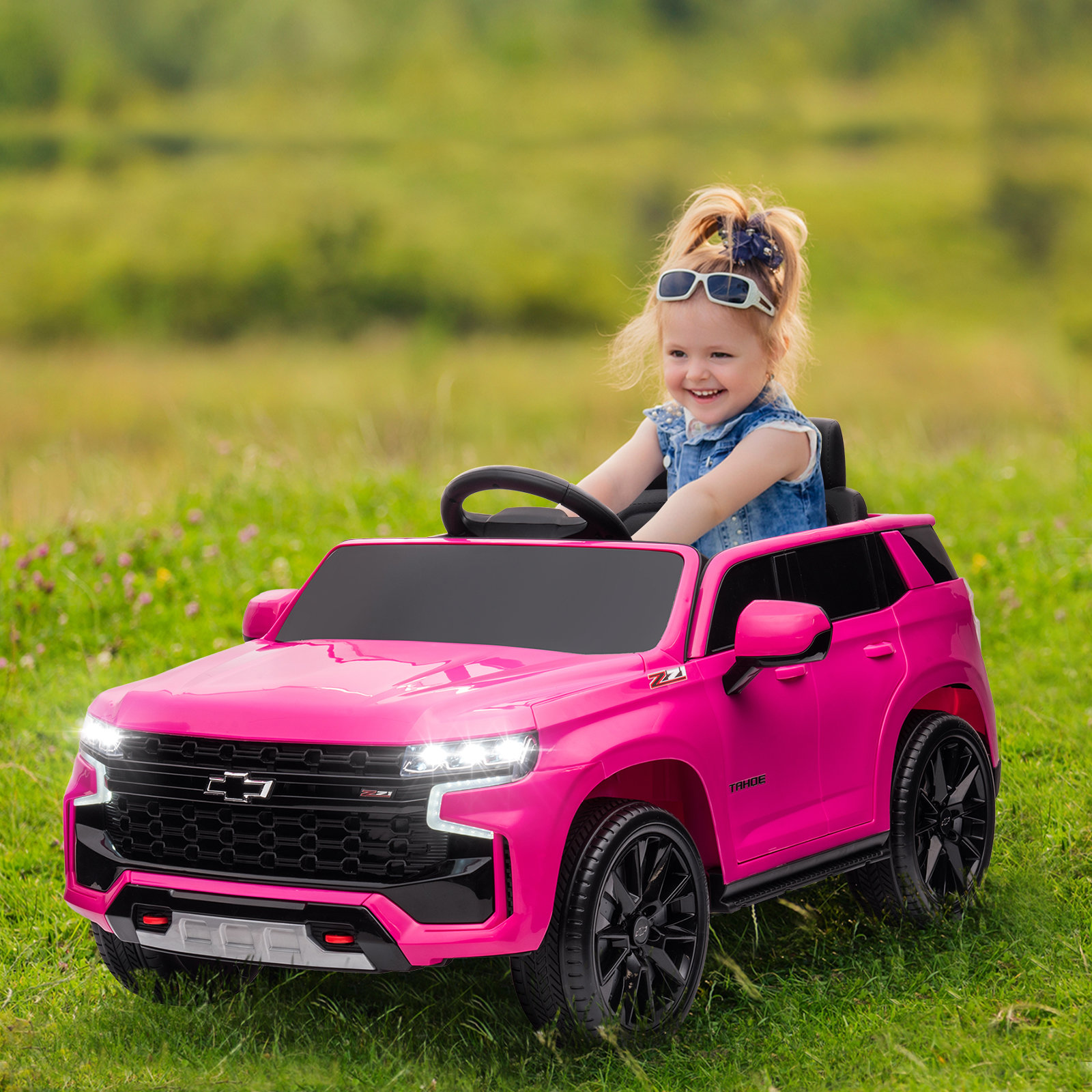 LEADZM Dual Drive 12.00V 7A.h with 2.4G Remote Control HL588 Chevrolet Tahoe SUV Pink