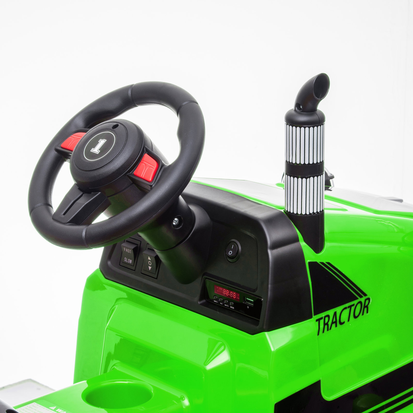 Toy Tractor with Trailer,3-Gear-Shift Ground Loader Ride On with LED Lights