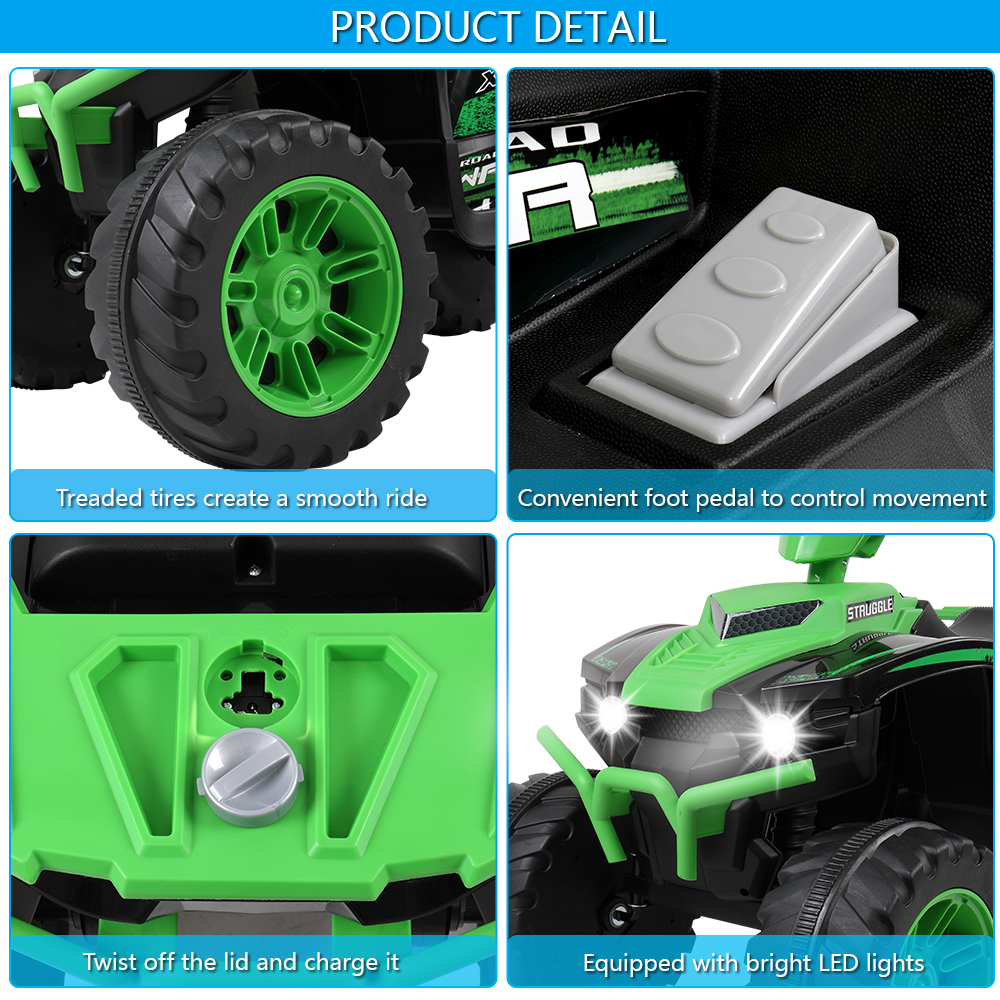 LEADZM LZ-9955 ALL Terrain Vehicle Dual Drive Battery 12V7AH*1 without Remote Control with Slow Start Green