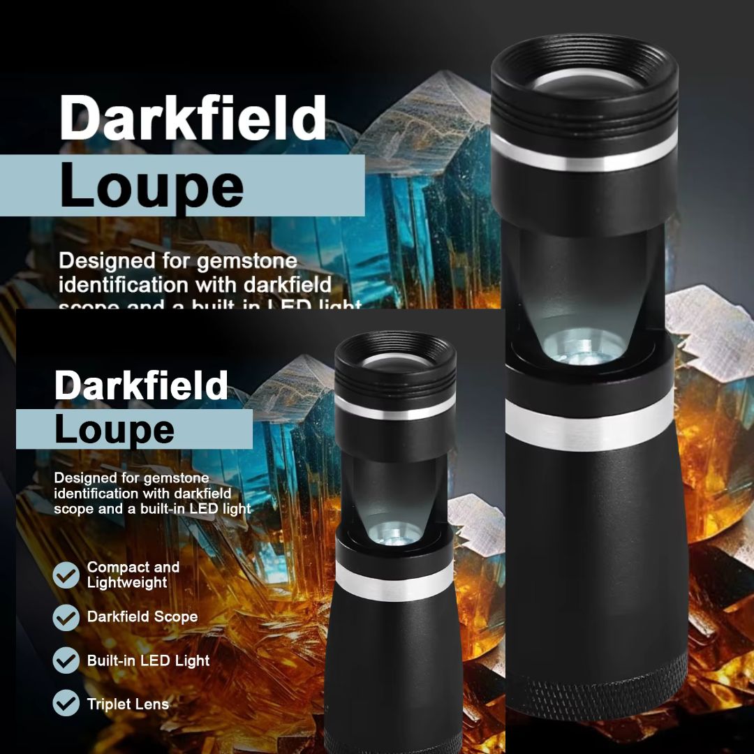 10X Darkfield Loupe Gemstone Inspector with LED Light & 20.5mm Triplet Lens