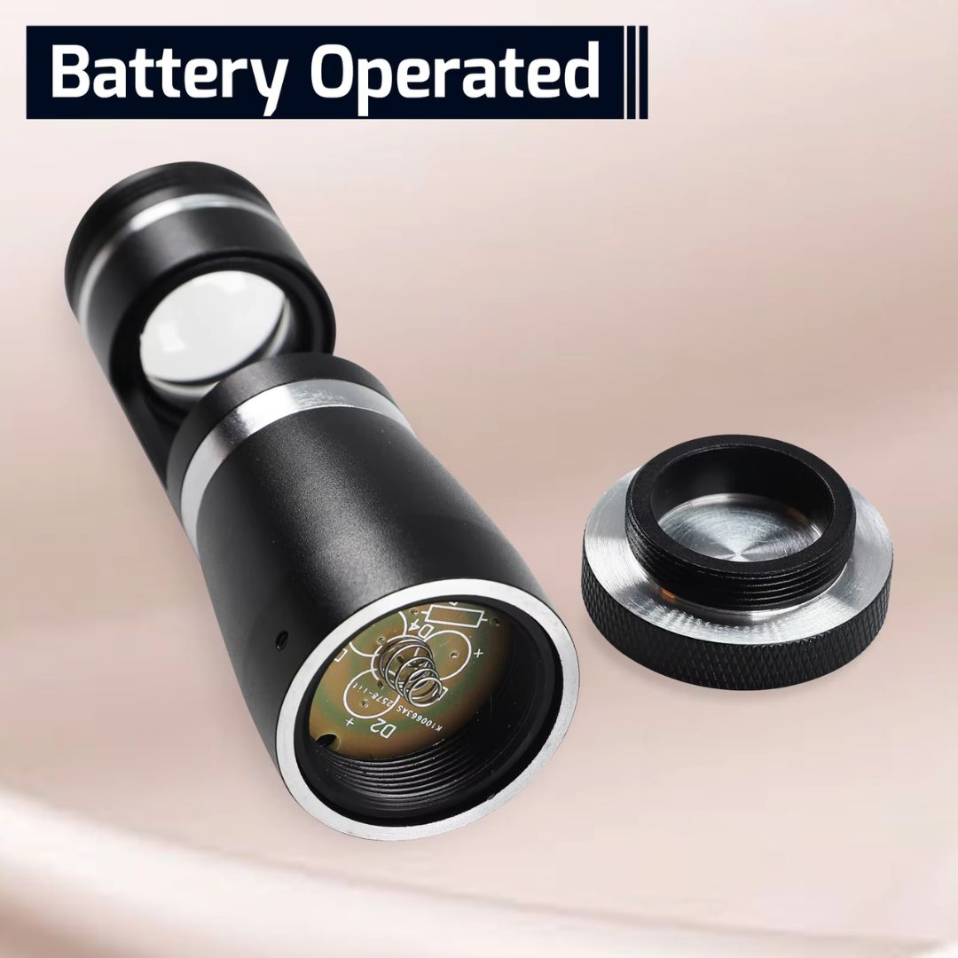 10X Darkfield Loupe Gemstone Inspector with LED Light & 20.5mm Triplet Lens