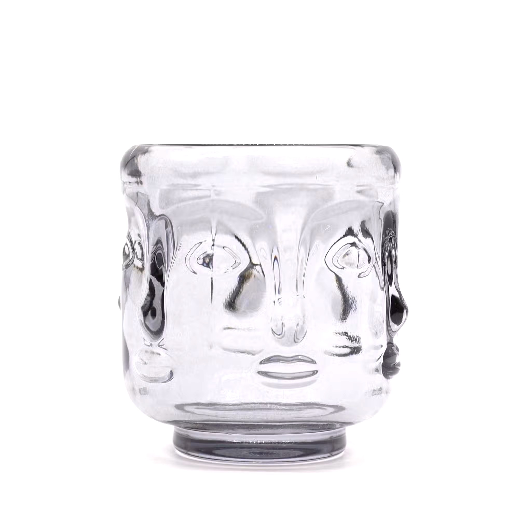 2 Buddha Faces Candle Jar - Midnight Grey