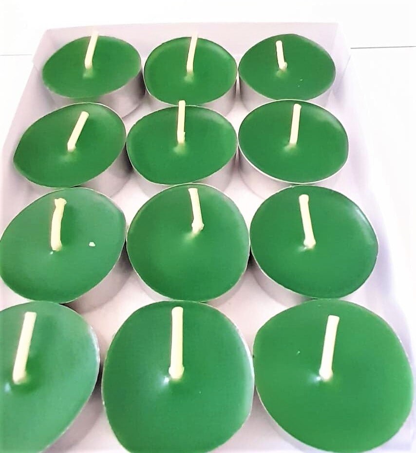 6-24 Solid Dark Green unscented tea lights UK - Homemade Carol's Candles