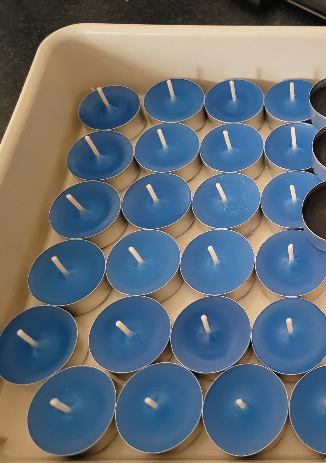 Blue unscented tea lights UK - 6 too 24 Tea light candles In Foil Cups,