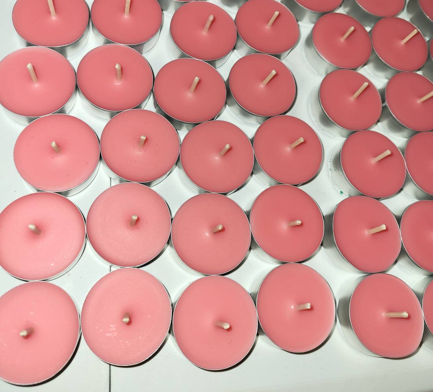 6-12 Pink unscented tea lights UK ready to ship- Homemade Carol's Candles