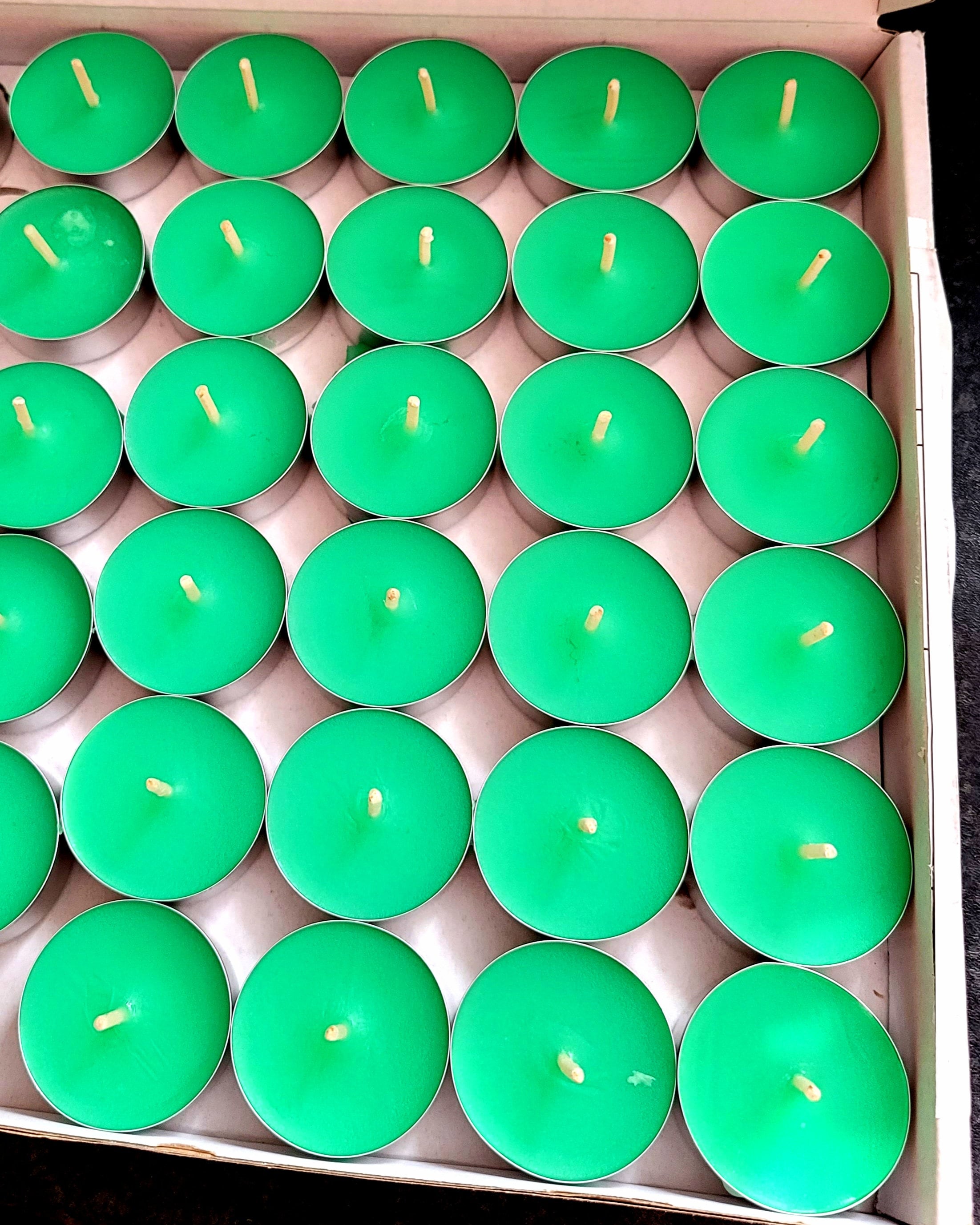 6-24 Solid Dark Green unscented tea lights UK - Homemade Carol's Candles