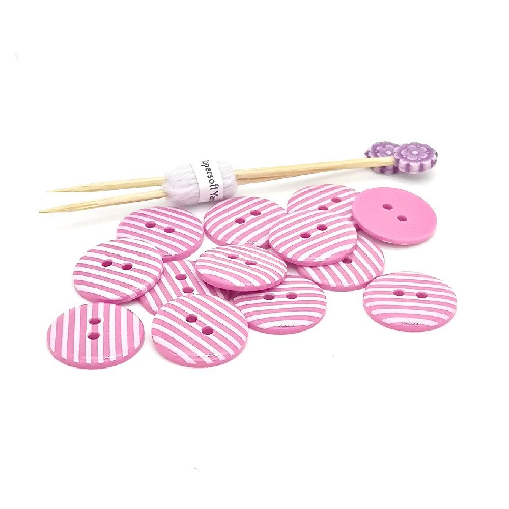Pink Stripe Buttons
